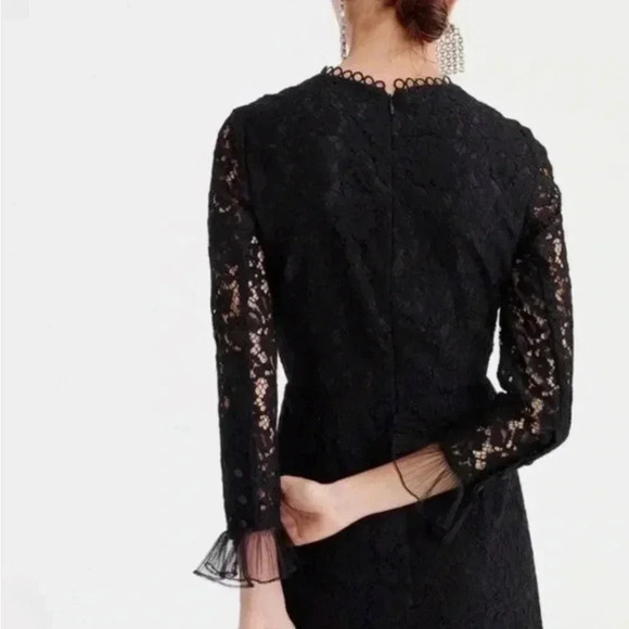 J. Crew Black Lace Long Sleeve Dress SZ 00 - Picture 7 of 12